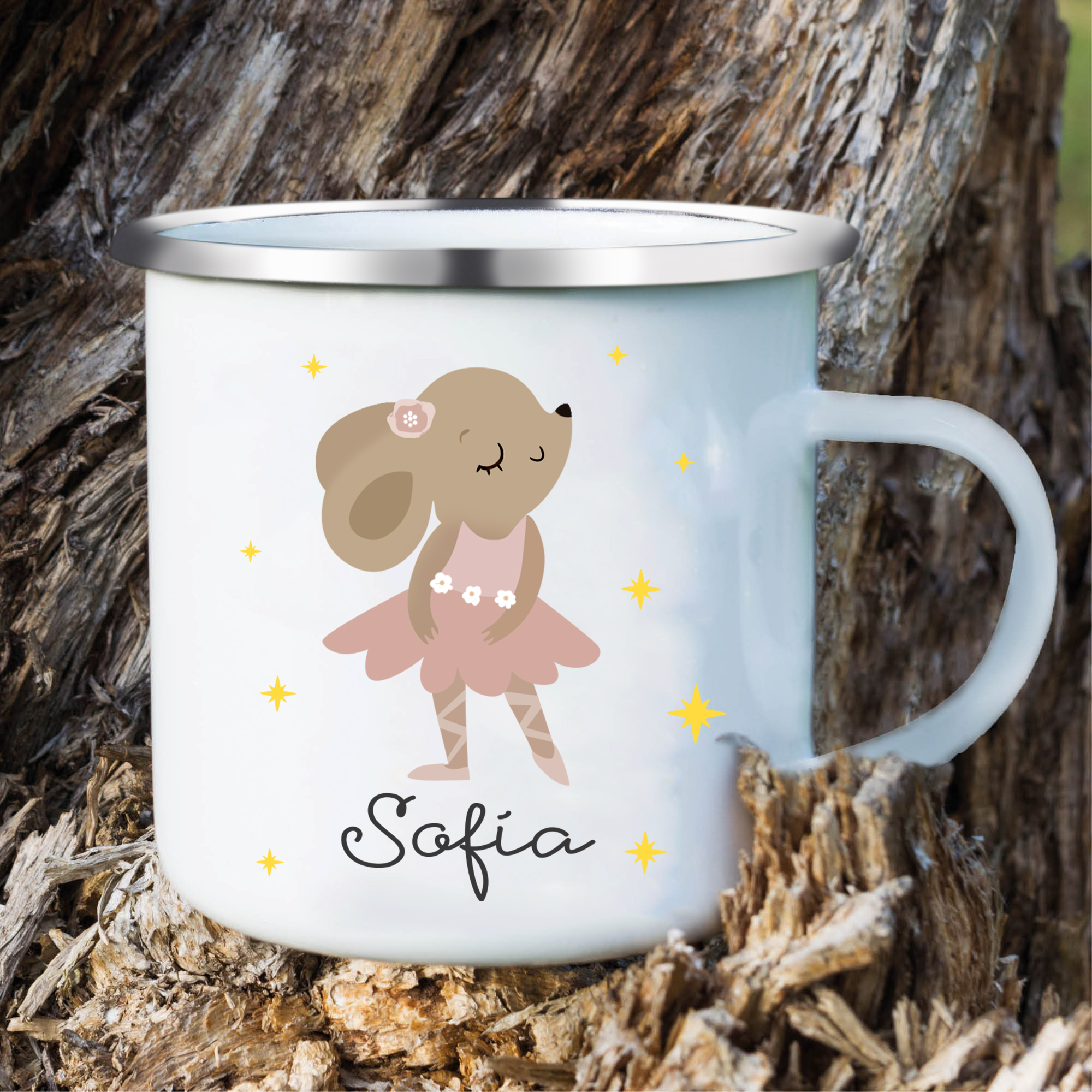 Vuelta al cole-Taza para niños "rata" con 1 nombre personalizado