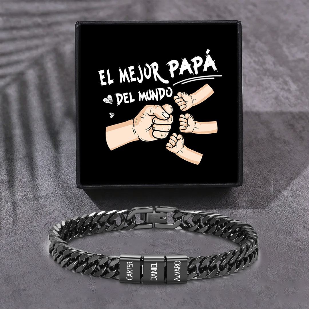 Pulsera personalizada con 2-6 nombres para hombre con grabado personalizado - regalo para padre abuelo | Jessemade