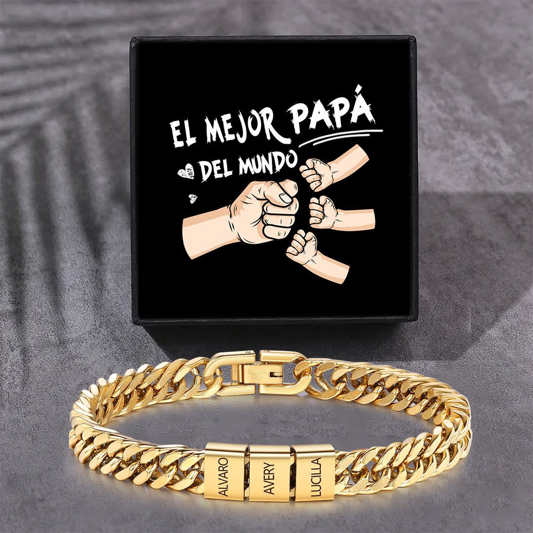 Pulsera personalizada con 2-6 nombres para hombre con grabado personalizado - regalo para padre abuelo | Jessemade