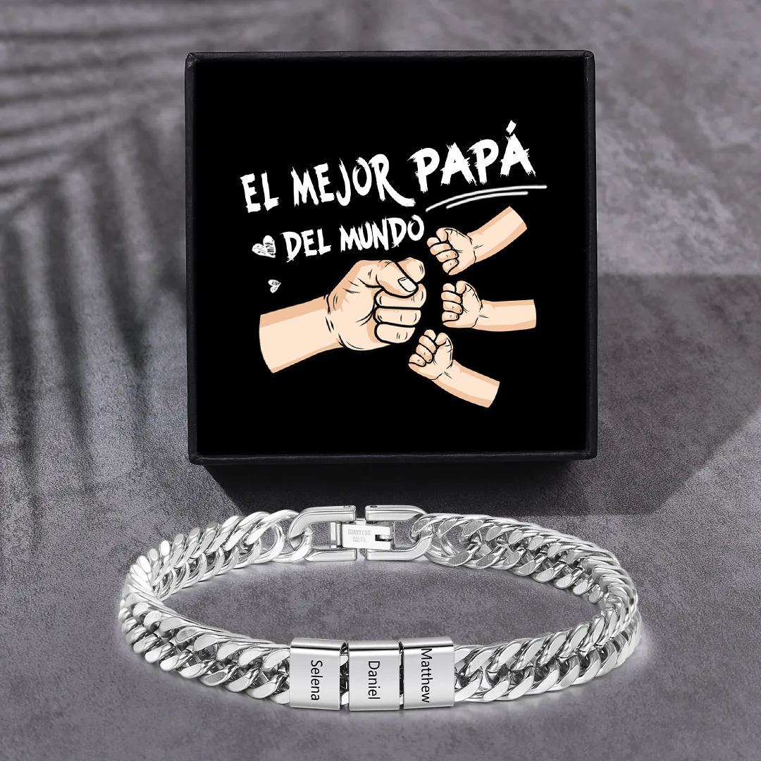 Pulsera personalizada con 2-6 nombres para hombre con grabado personalizado - regalo para padre abuelo | Jessemade