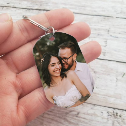 Llavero personalizado con foto y texto para pareja