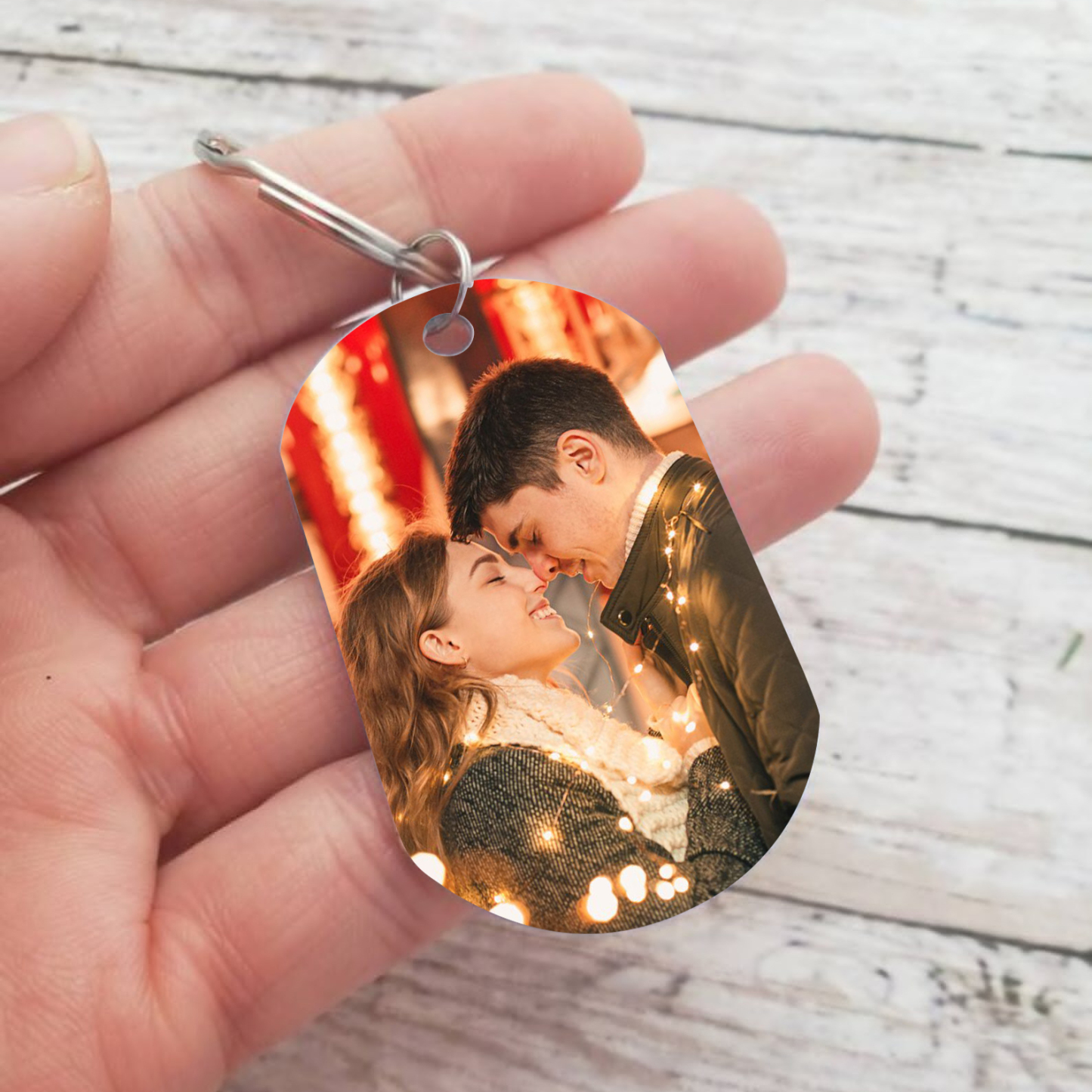 Llavero para pareja dos corazones personalizado con 2 nombres y foto | Jessemade