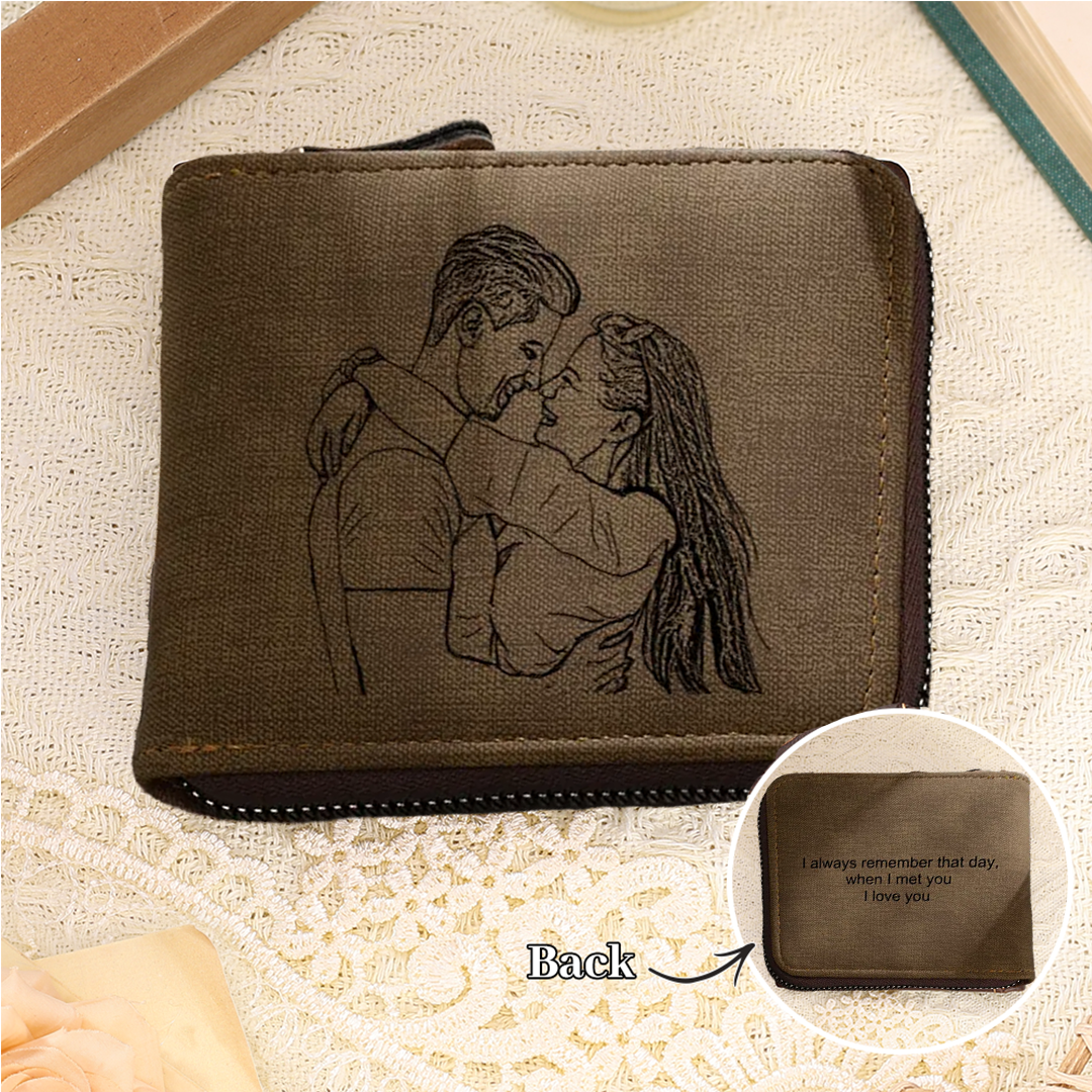 Cartera Personalizada para Hombre – Cuero PU con Foto y 3 Textos Grabados | Jessemade ES