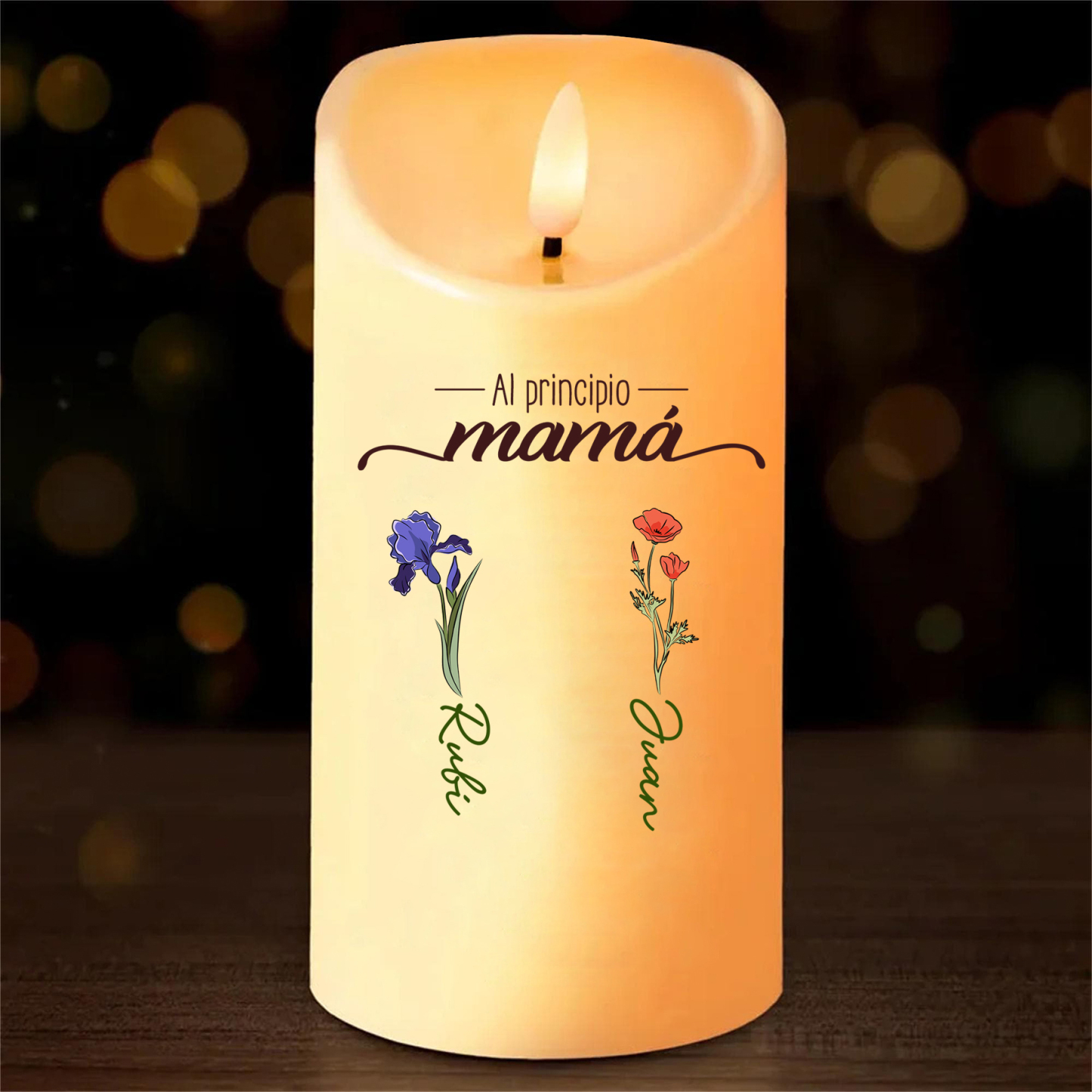 Vela Electrónica Personalizada "A Mi Abuela" – 2-12 Nombres y Flores de Nacimiento | Jessemade ES