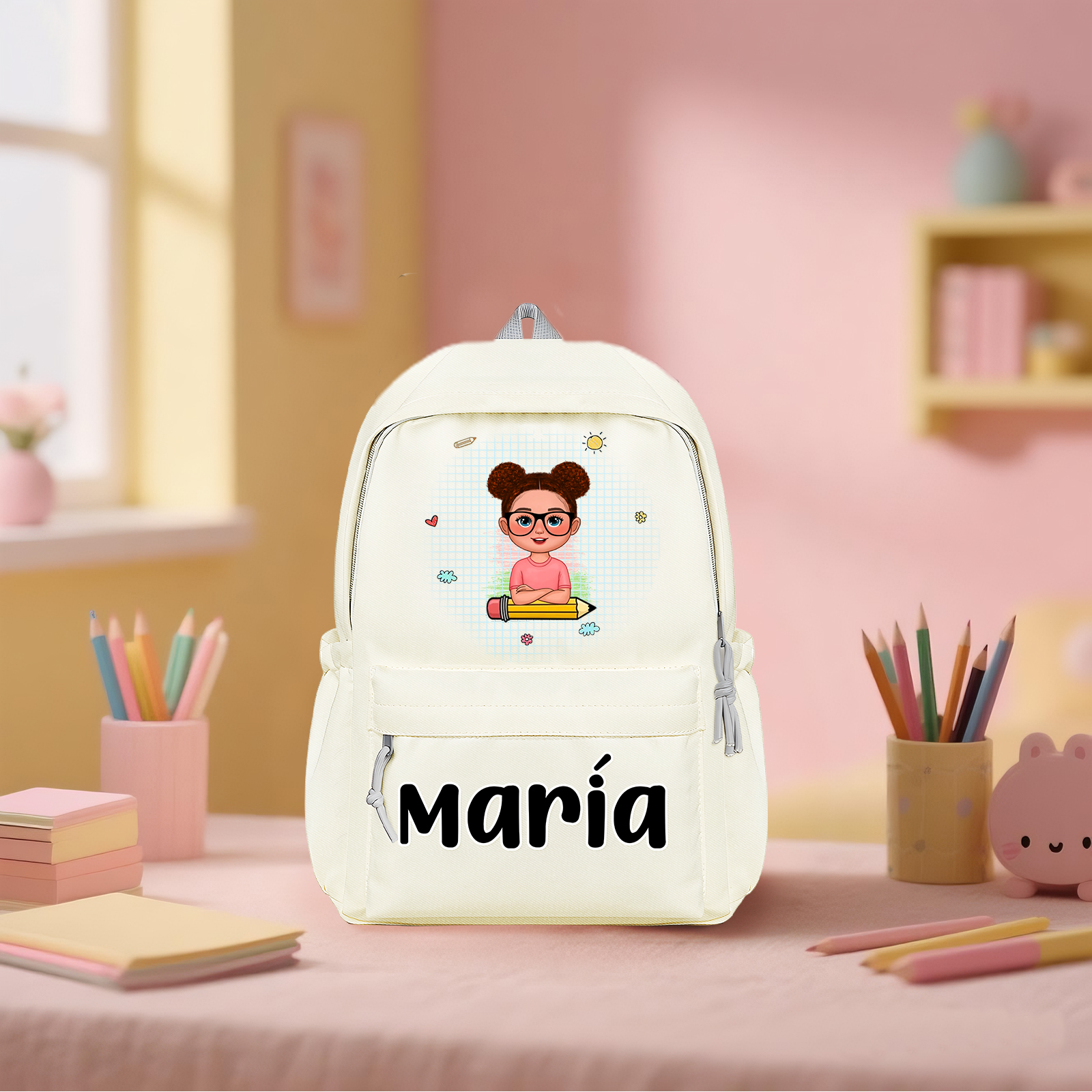 Mochila personalizada con nombre color – Regalo práctico para la vuelta a la escuela