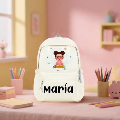 Mochila personalizada con nombre color – Regalo práctico para la vuelta a la escuela