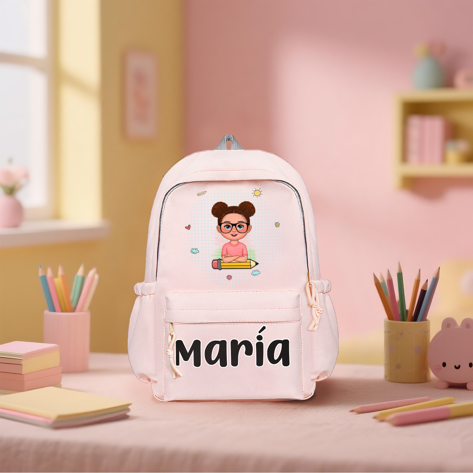 Mochila personalizada con nombre color – Regalo práctico para la vuelt