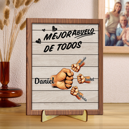 Lámina personalizada de puño con 2-9 nombres en madera, regalo único para papá o abuelo | Jessemade