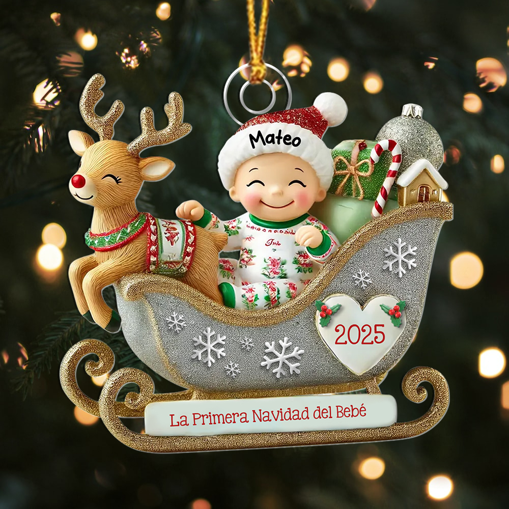 Adorno de trineo personalizado para la primera Navidad del bebé