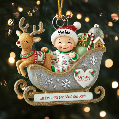 Adorno de trineo personalizado para la primera Navidad del bebé