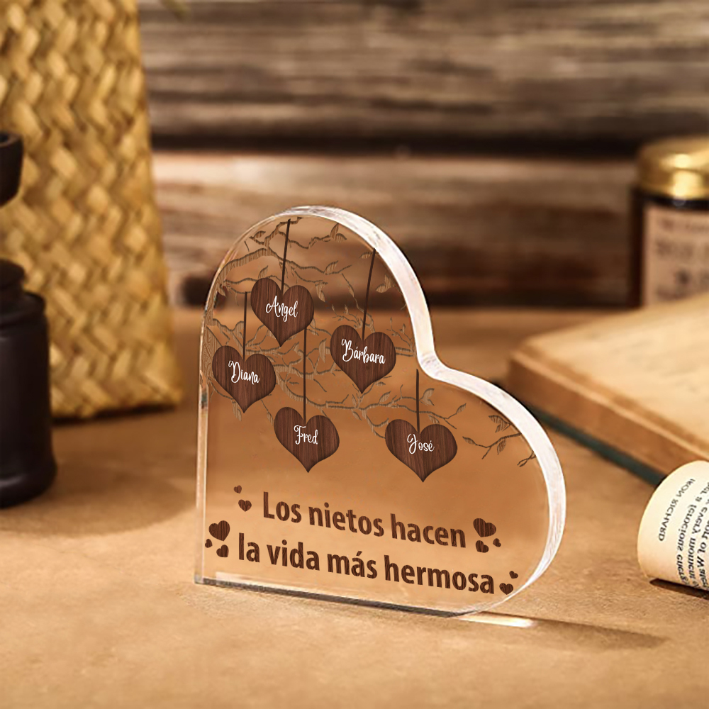 Abuela - Placa de acrílico en forma de corazón árbol de corazoncitos de abuela 1-8 nombres personalizados | Jessemade