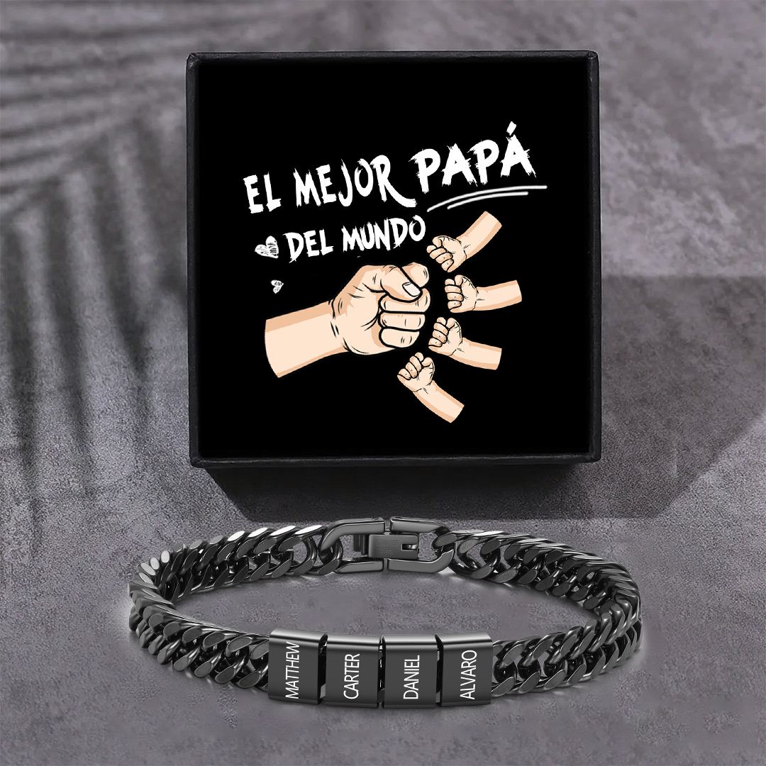 Pulsera personalizada con 2-6 nombres para hombre con grabado personalizado - regalo para padre abuelo | Jessemade