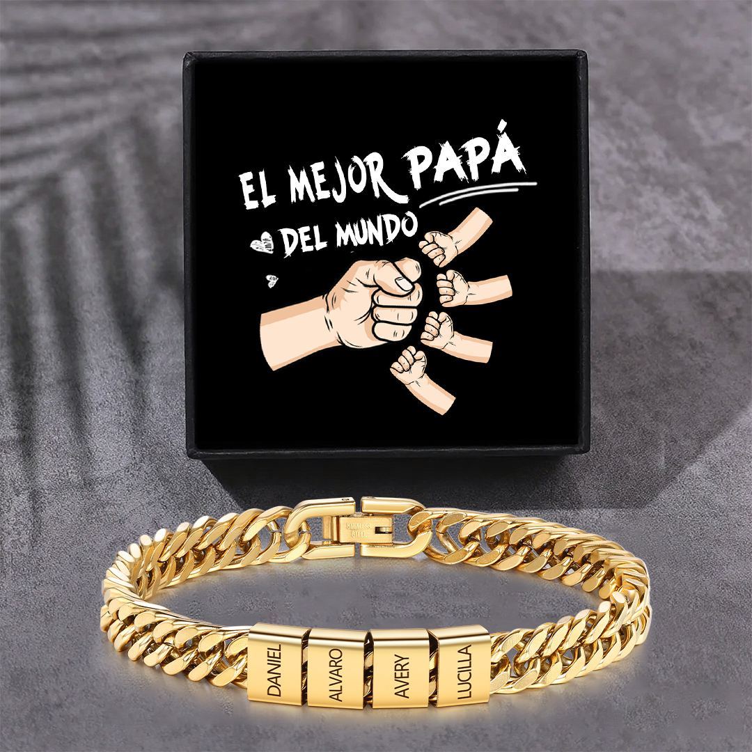Pulsera personalizada con 2-6 nombres para hombre con grabado personalizado - regalo para padre abuelo | Jessemade