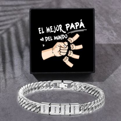 Pulsera personalizada con 2-6 nombres para hombre con grabado personalizado - regalo para padre abuelo | Jessemade