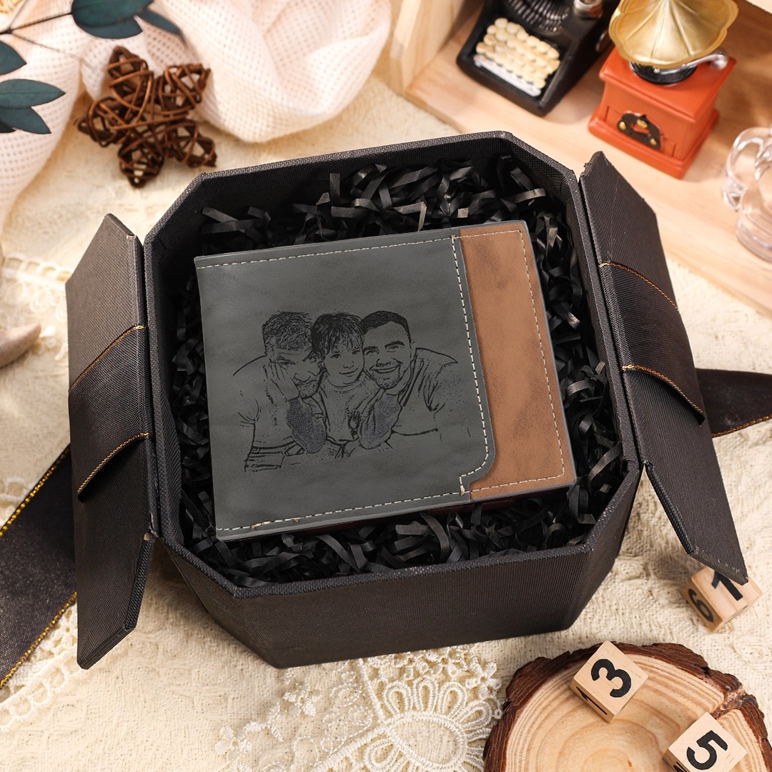 Cartera, billetera bicolor personalizada con 1 foto, 1 nombre y 1 letra monedero para hombre | Jessemade