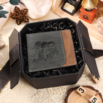 Cartera, billetera bicolor personalizada con 1 foto, 1 nombre y 1 letra monedero para hombre | Jessemade