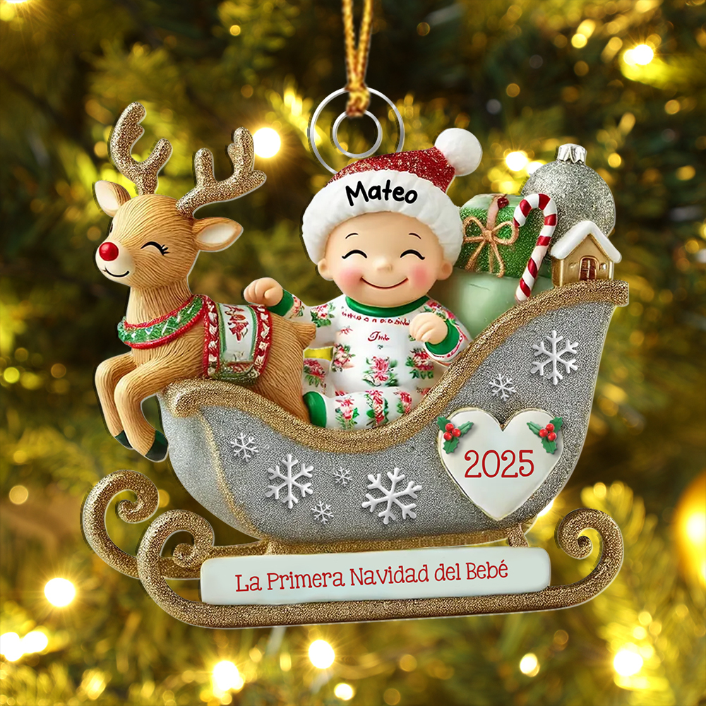 Adorno de trineo personalizado para la primera Navidad del bebé