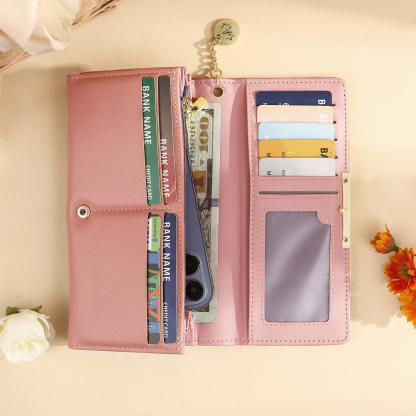 Cartera personalizada rosa de polipiel para mamá con niños