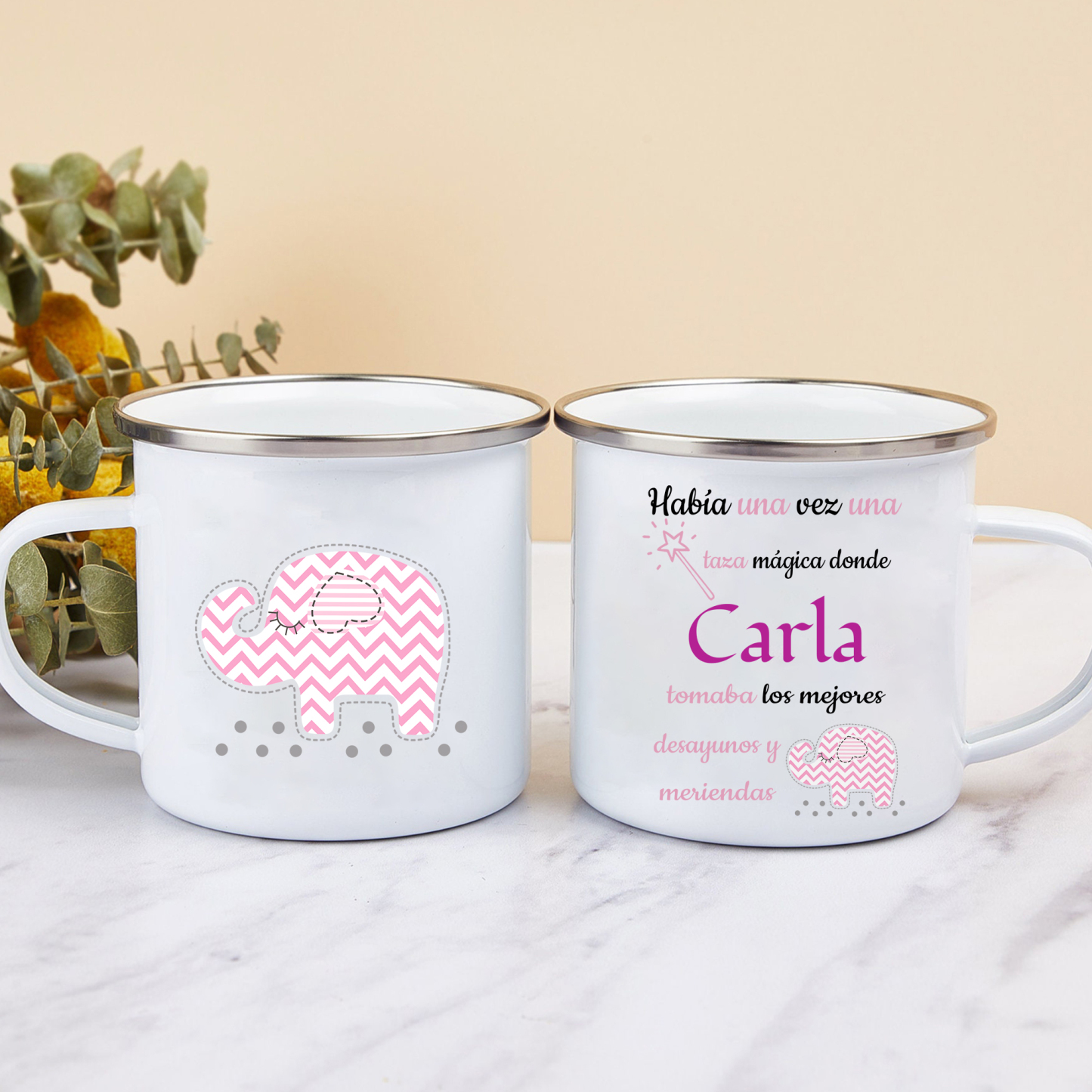 Vuelta al cole-Taza para niños "conejita" con 1 nombre y fecha persona