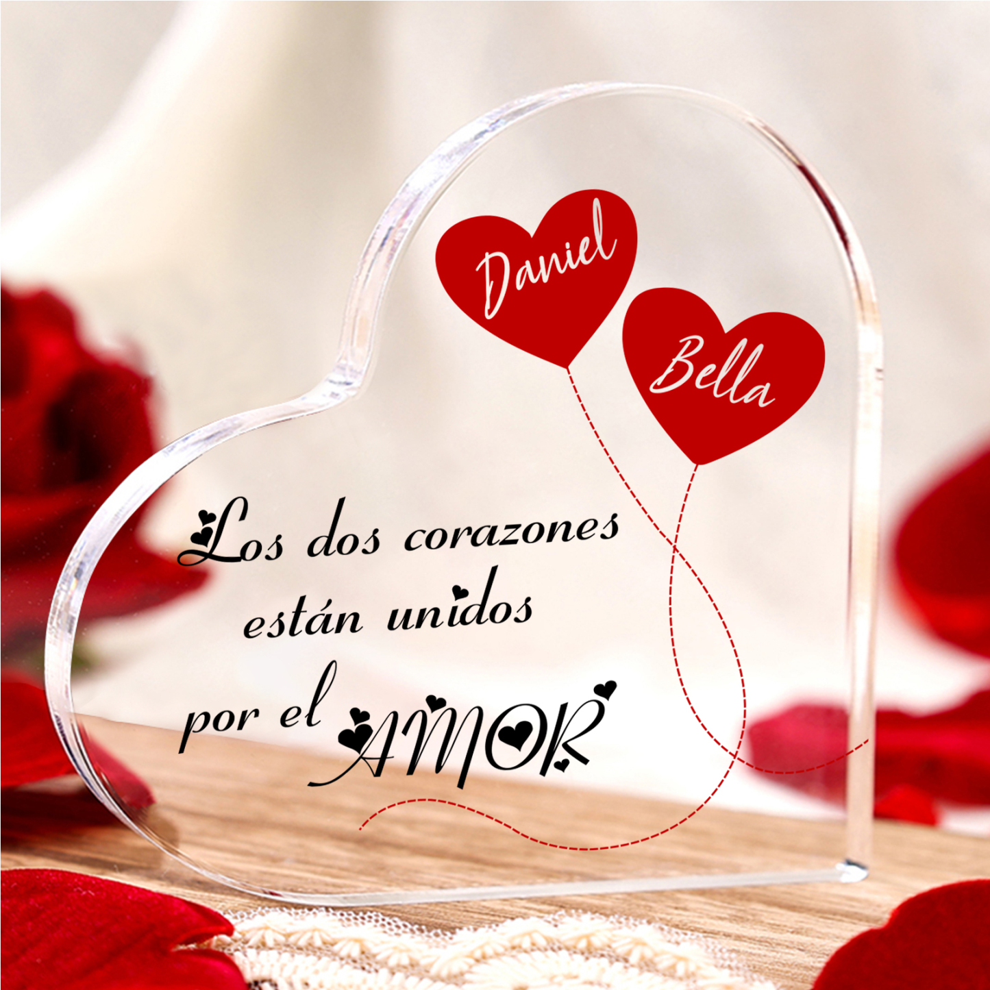 Placa de Acrílico en Forma de Corazón para Parejas | JesseMade ES