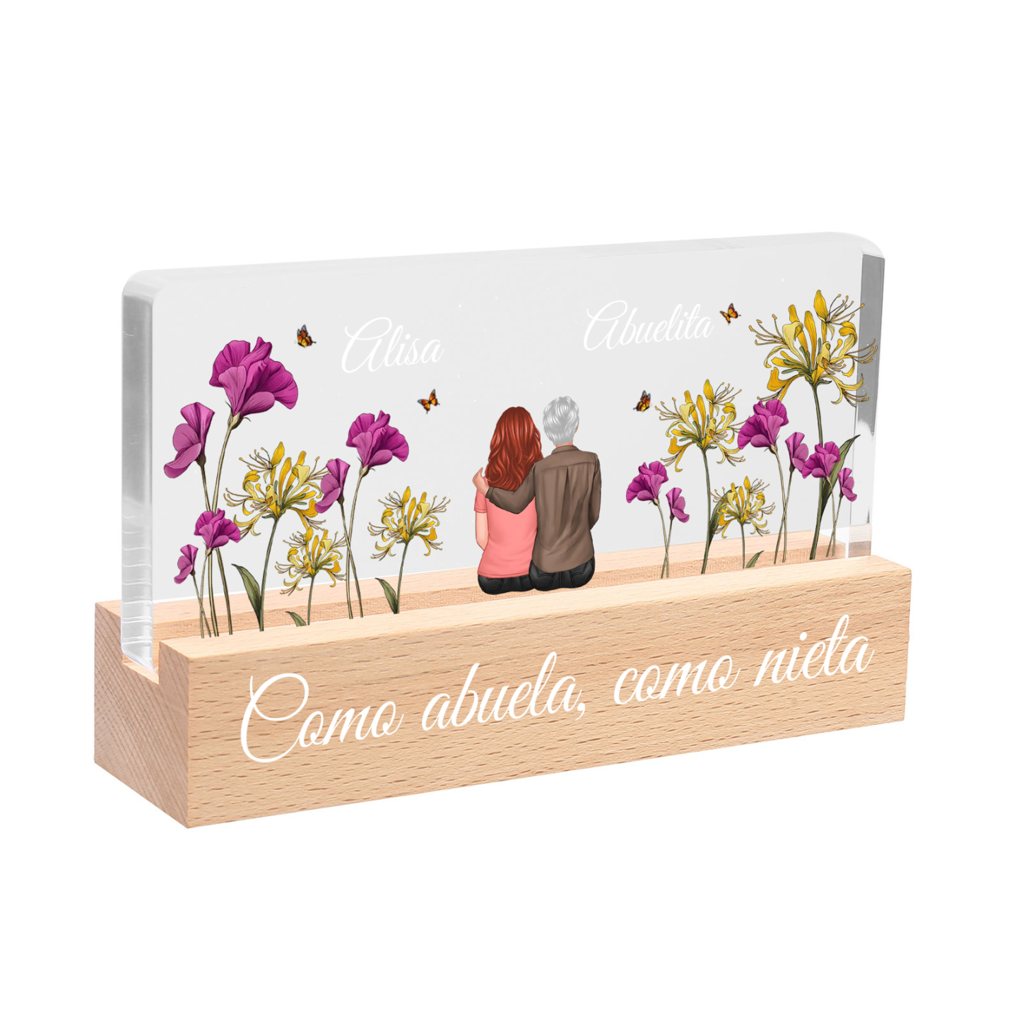 A mi mamá/abuela-Lámpara con base personalizada con 2 nombres y apariencias | Jessemade