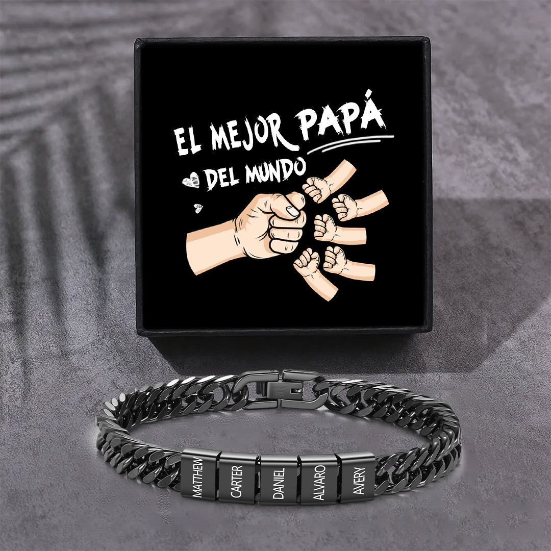 Pulsera personalizada con 2-6 nombres para hombre con grabado personalizado - regalo para padre abuelo | Jessemade