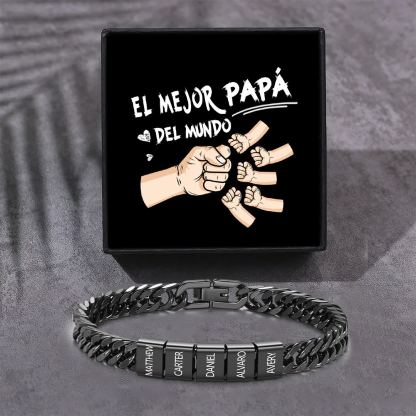 Pulsera personalizada con 2-6 nombres para hombre con grabado personalizado - regalo para padre abuelo | Jessemade
