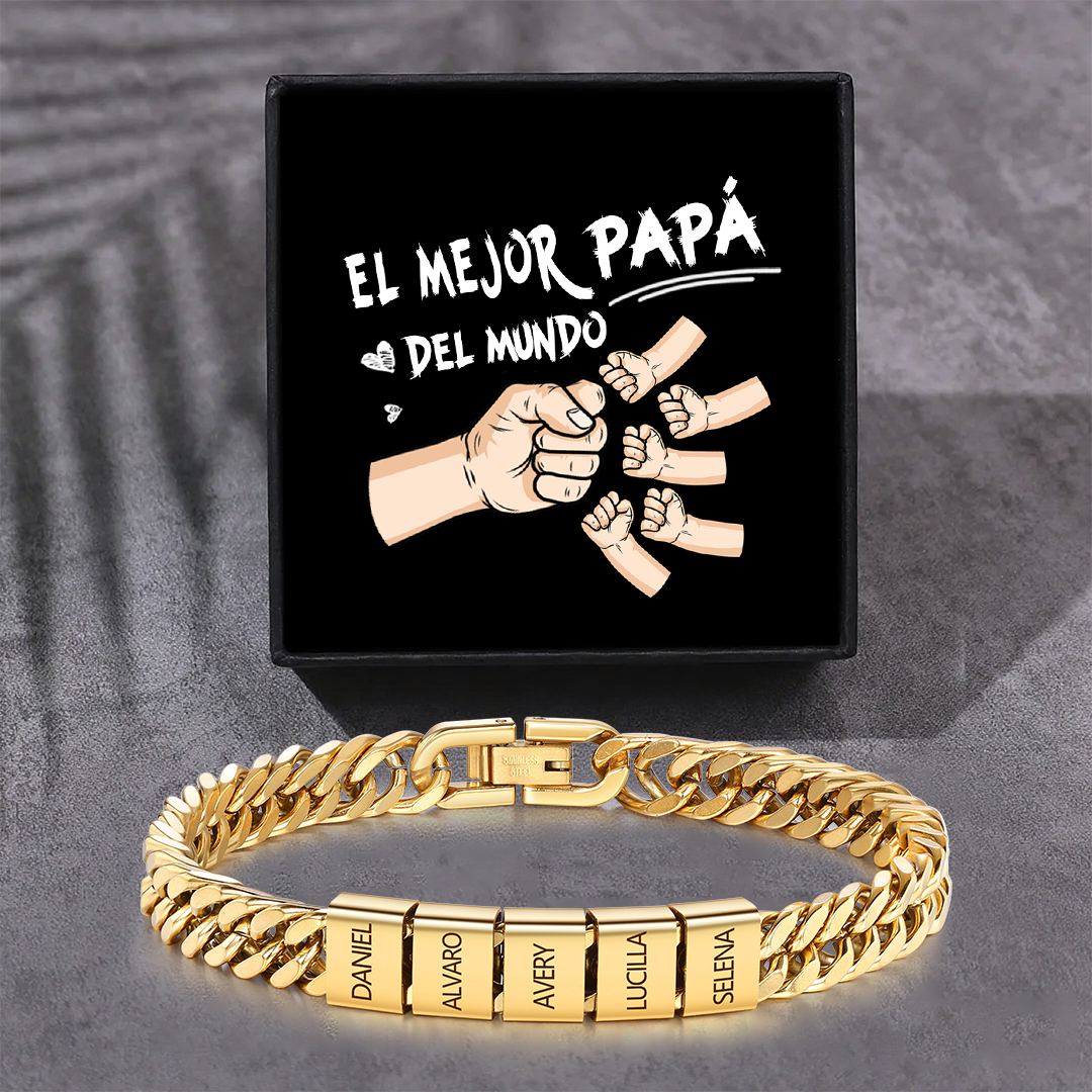 Pulsera personalizada con 2-6 nombres para hombre con grabado personalizado - regalo para padre abuelo | Jessemade