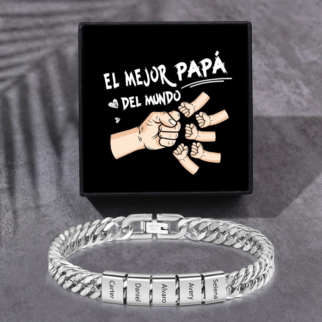 Pulsera personalizada con 2-6 nombres para hombre con grabado personalizado - regalo para padre abuelo | Jessemade