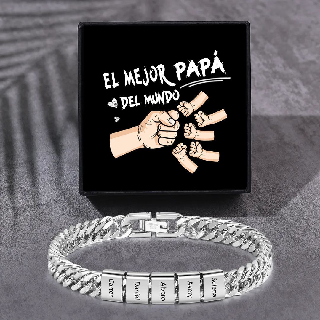 Pulsera personalizada con 2-6 nombres para hombre con grabado personalizado - regalo para padre abuelo | Jessemade