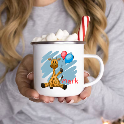 Vuelta al cole-Taza para niños "girafa" con 1 nombre personalizado