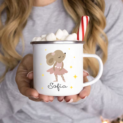 Vuelta al cole-Taza para niños "rata" con 1 nombre personalizado