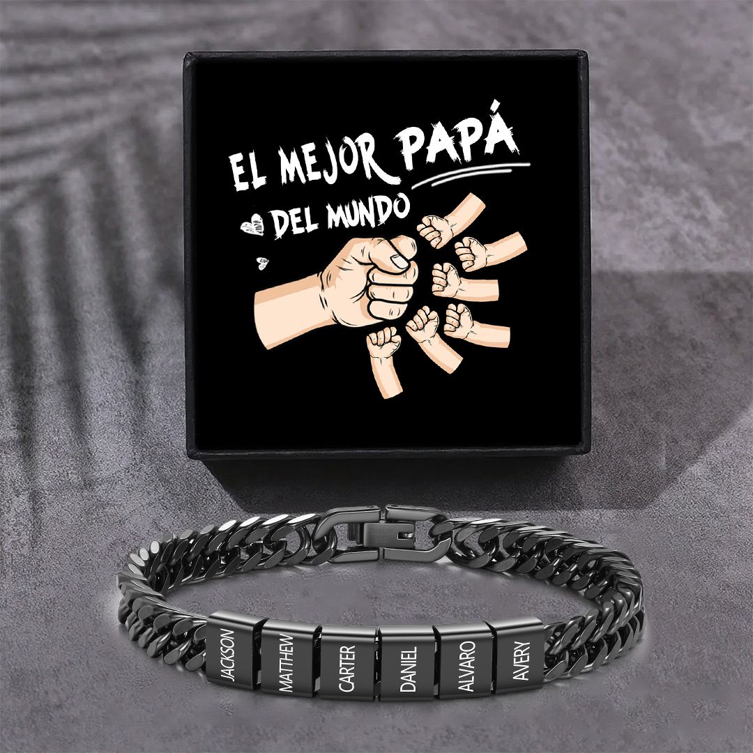 Pulsera personalizada con 2-6 nombres para hombre con grabado personalizado - regalo para padre abuelo | Jessemade