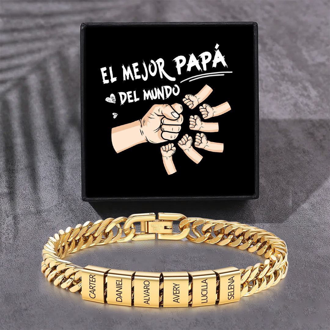 Pulsera personalizada con 2-6 nombres para hombre con grabado personalizado - regalo para padre abuelo | Jessemade