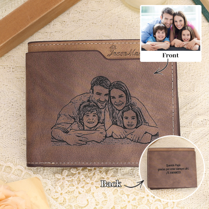 Cartera para Hombre Personalizada con Foto y 3 Mensajes Especiales | Jessemade ES