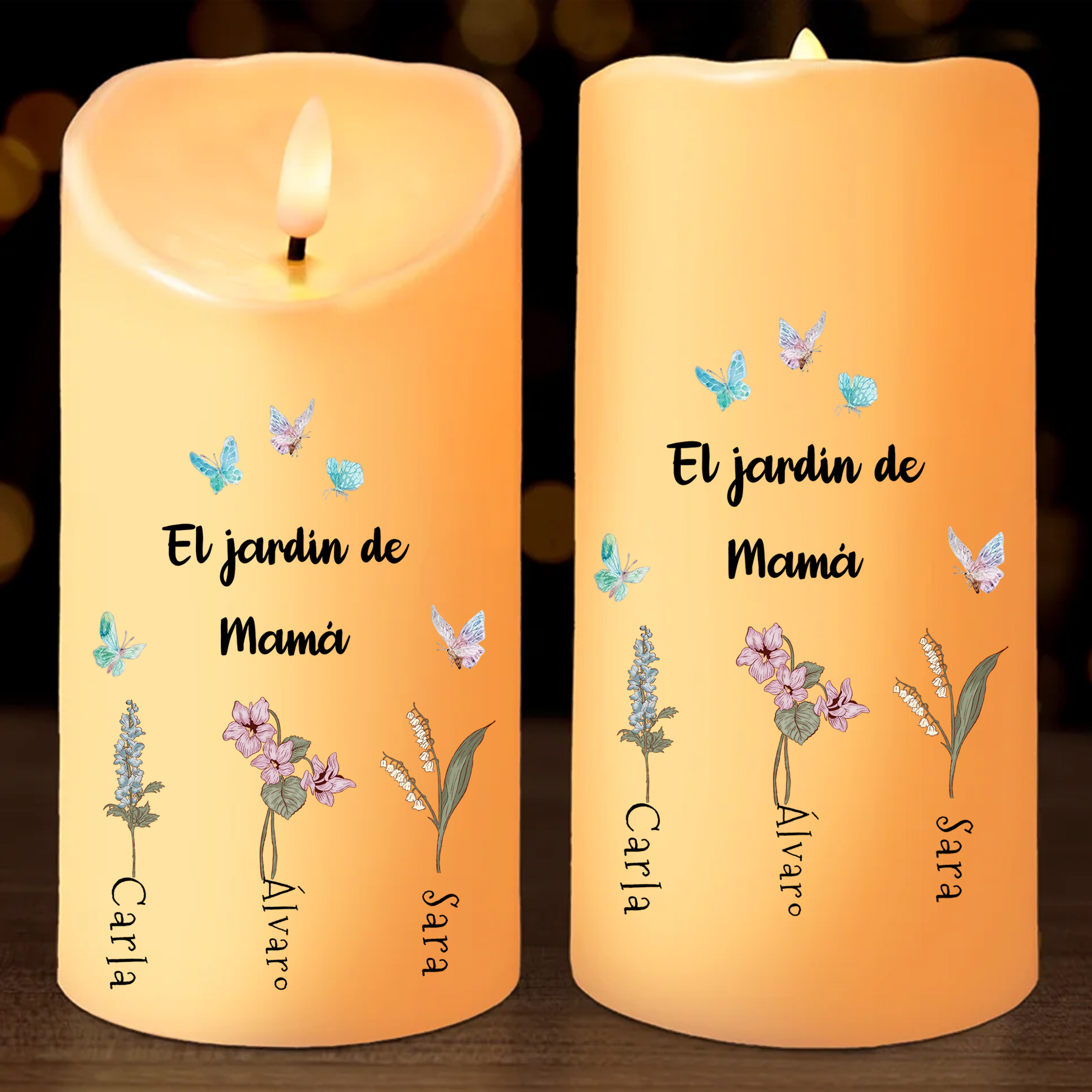 A mi abuela/mamá-Vela electrónica el jardín de mamá o abuela 1-6 nombres y flores personalizados | Jessemade