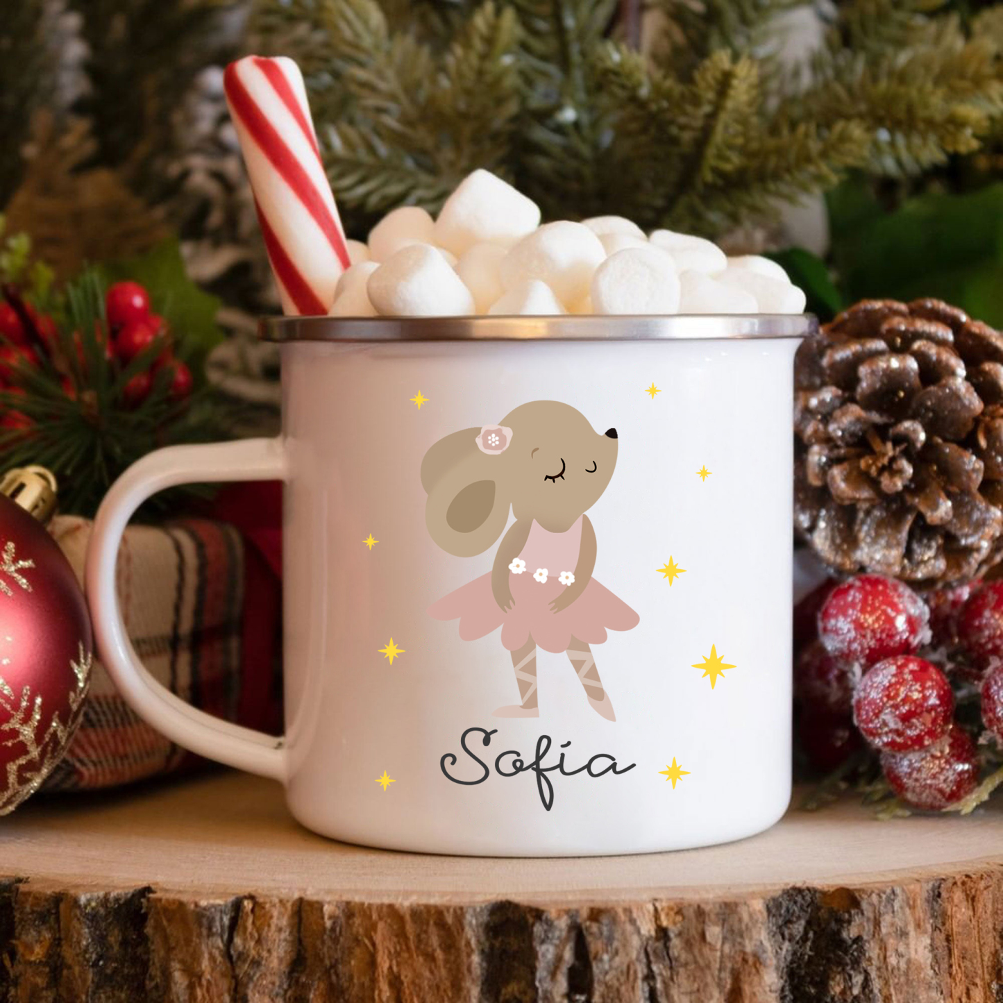 Vuelta al cole-Taza para niños "rata" con 1 nombre personalizado