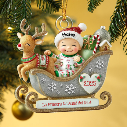 Adorno de trineo personalizado para la primera Navidad del bebé