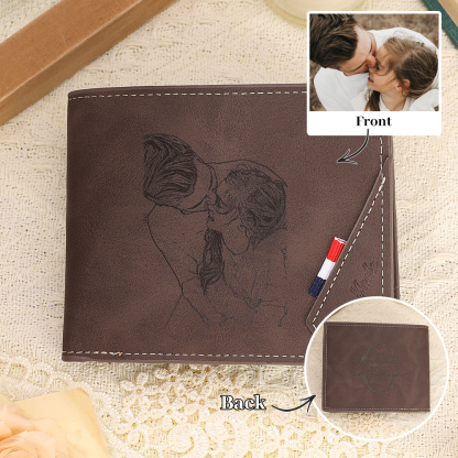 Cartera, billetera personalizada con 1 foto, 1 nombre y 1 letra monedero para hombre | Jessemade