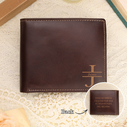 Cartera, billetera personalizada con 2 textos, 1 nombre e inicial monedero para hombre | Jessemade