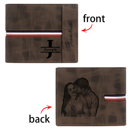 Cartera, billetera personalizada con 1 foto, 1 nombre y 1 letra monedero para hombre-Jessemade ES