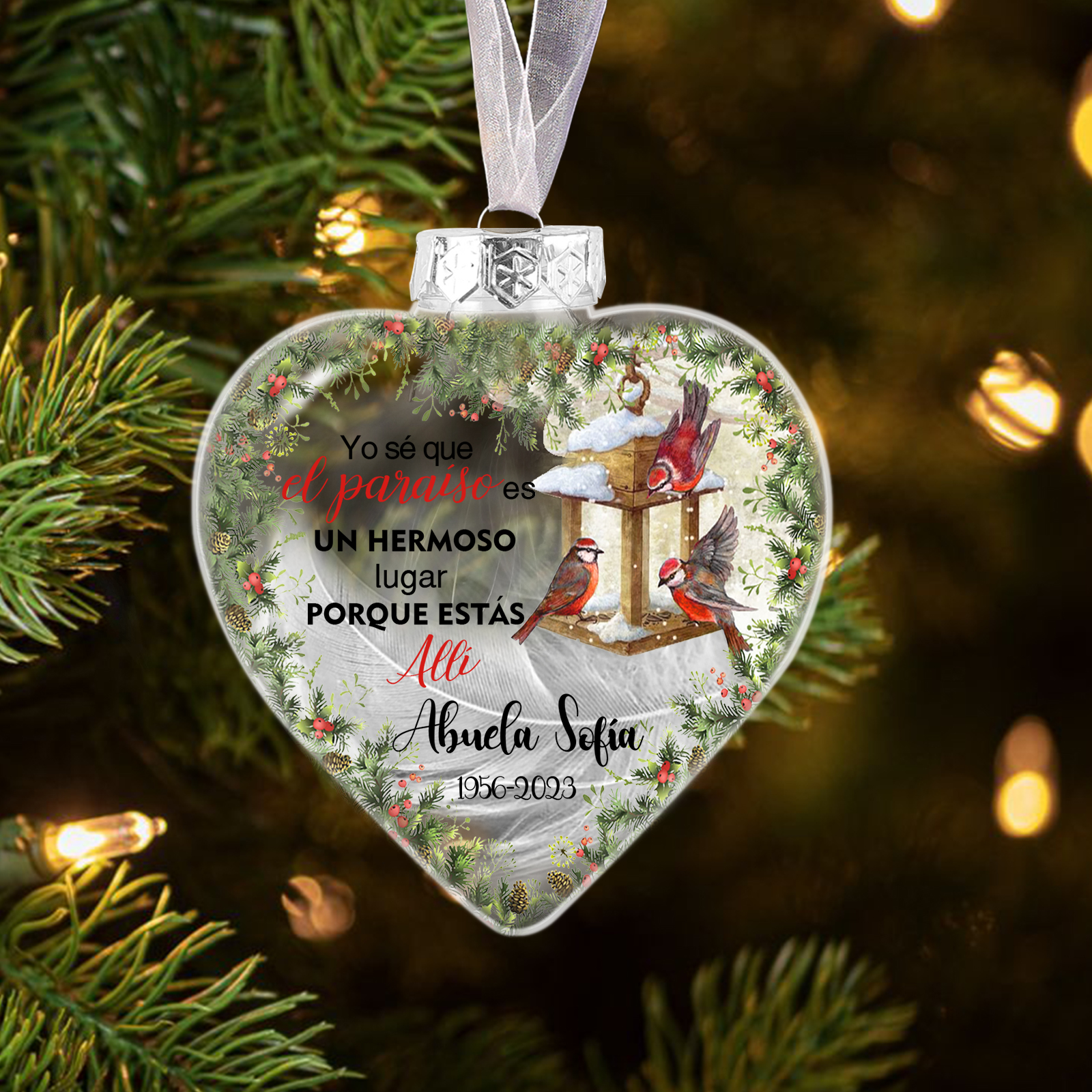 Bola navideña conmemorativa Adorno de Navidad 2 textos personalizados con pluma -Jessemade ES