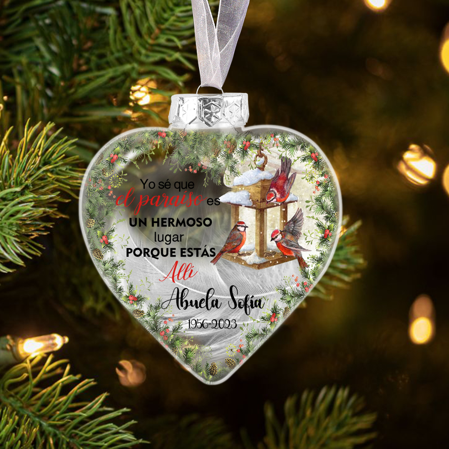 Bola navideña conmemorativa Adorno de Navidad 2 textos personalizados con pluma -Jessemade ES