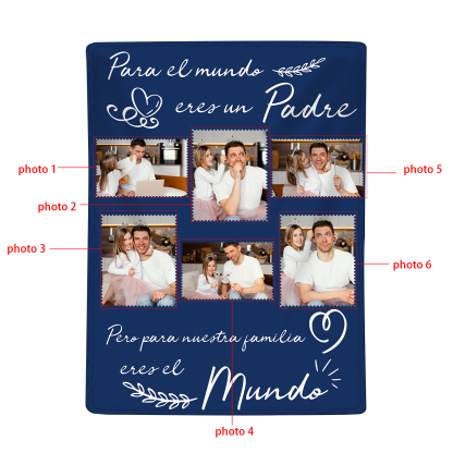 A mi padre-Manta de buen calidad personalizada con 6 fotos-Jessemade ES