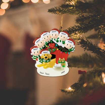 Navidad-Muñecos Ornamentos Navideños 3 Nombres y 1 Año con Texto Personalizados Adorno de Madera