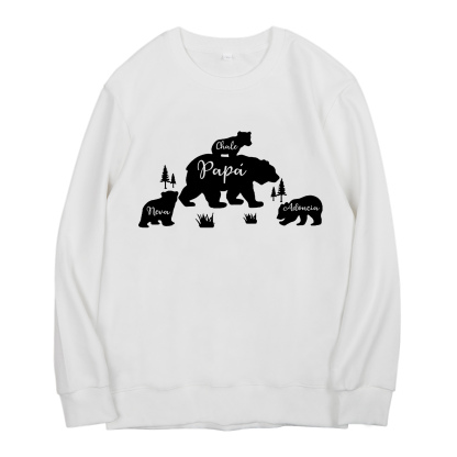 Familia-Sudadera "Oso y sus bebés" 4 nombres personalizados-Jessemade ES