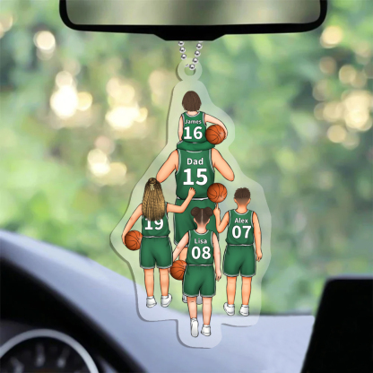 Llavero de acrílico baloncesto papá y niños 1-5 nombres y personajes personalizados-Jessemade ES