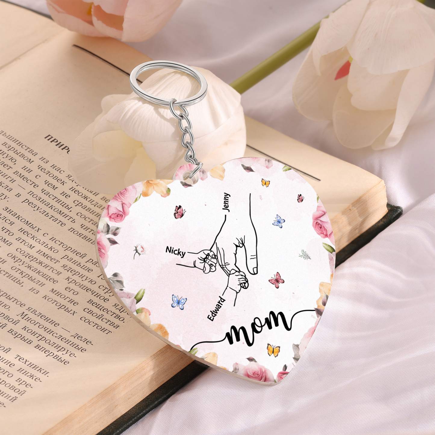 A mi mamá/abuela - Llavero/Colgante 3-9 Nombres y 1 Texto Personalizados de Acrílico