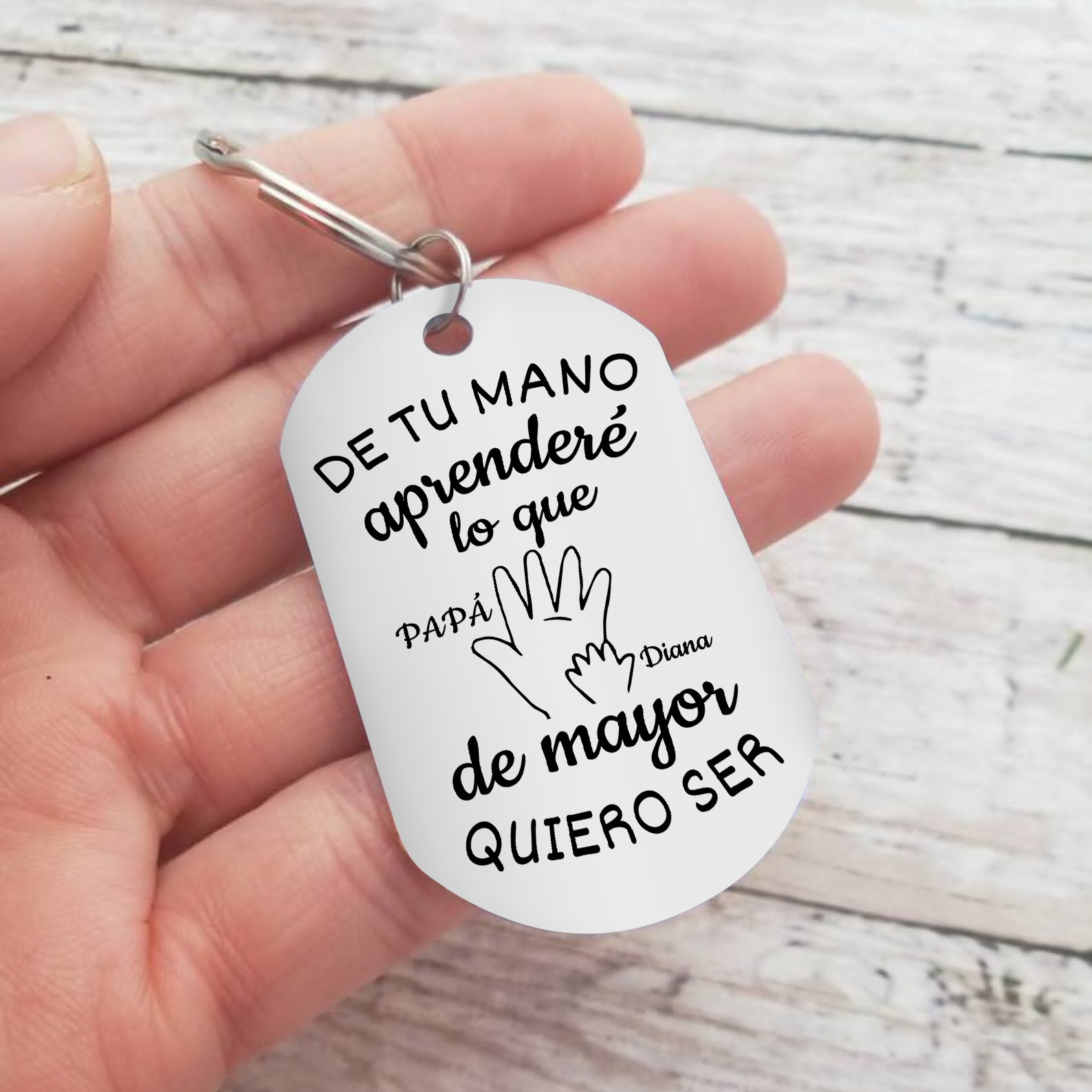 A mi papá-Llavero Personalizado DE TU MANO APRENDERÉ... 2 Nombres-Jessemade ES