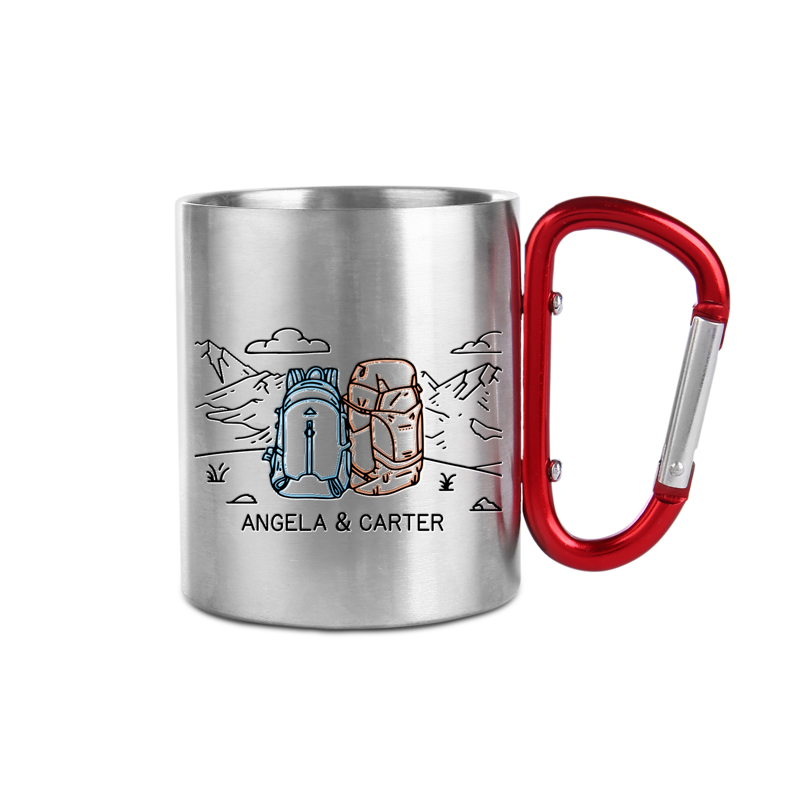 Taza de acero inoxidable actividad al aire libre para pareja 2 nombres personalizados-Jessemade ES